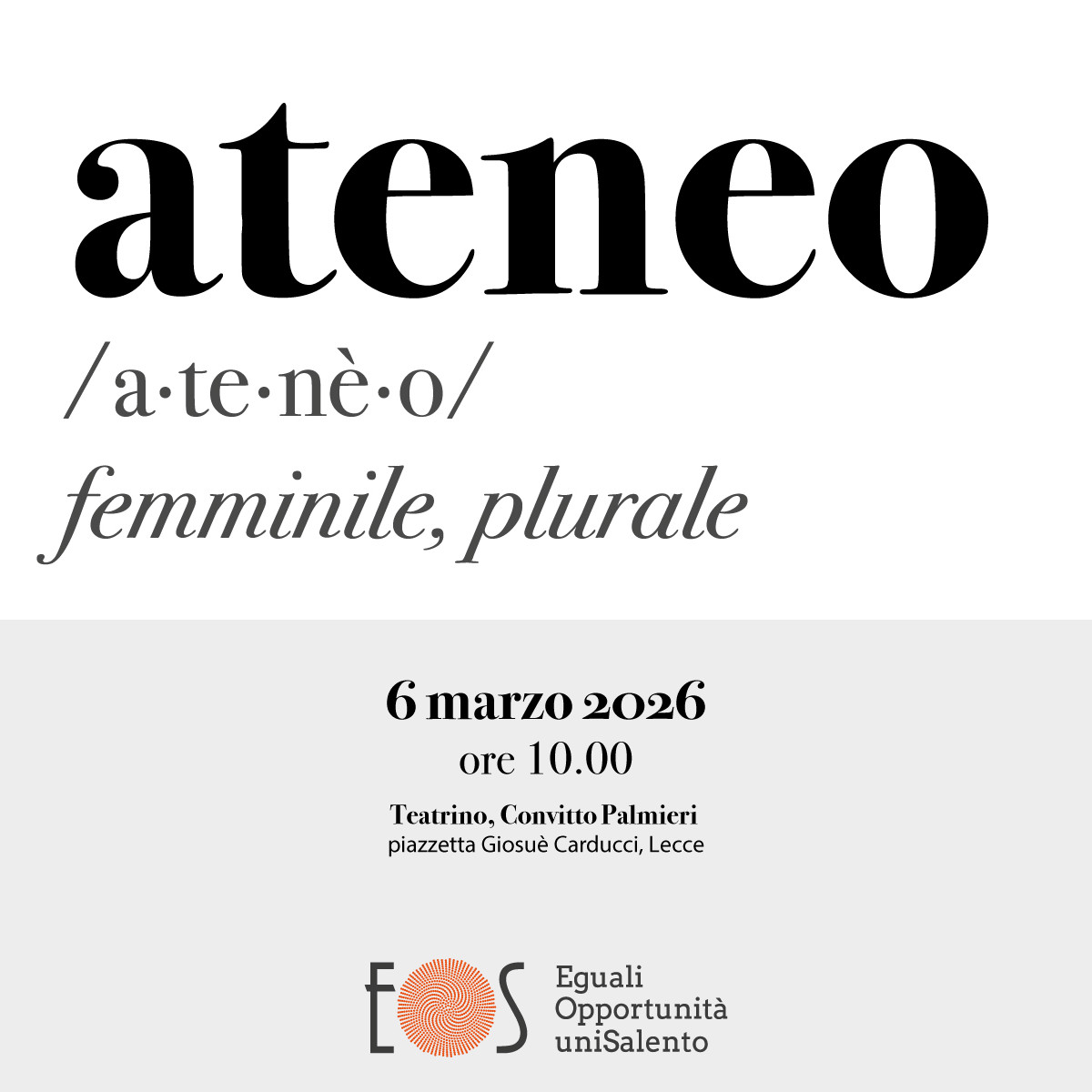 Ateneo, femminile plurale 2026